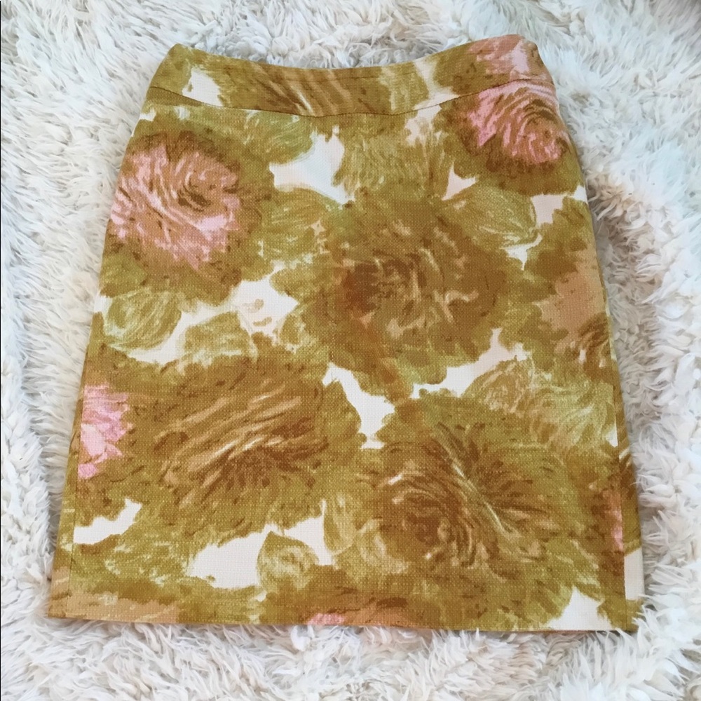 Talbots Floral Pencil Skirt in Green and Pink